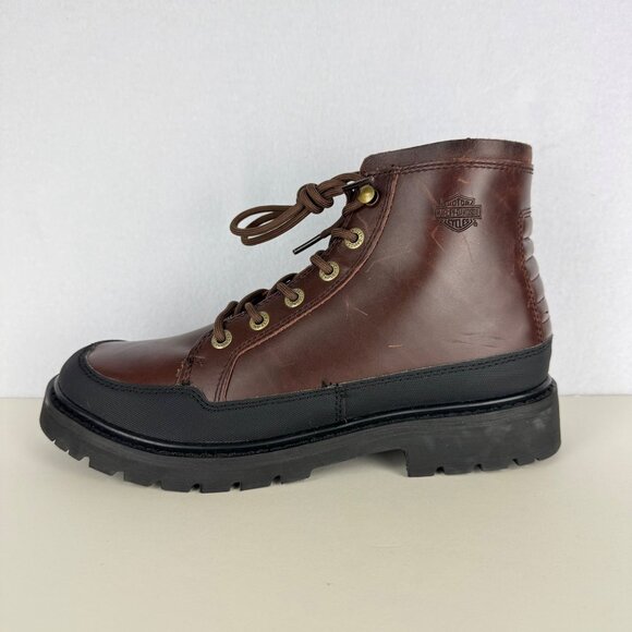 NEW/DEFECT Harley Davidson Men\'s‎ Dalton Brown Leather Boot Sz 9 Zip Side D93807 main image 5